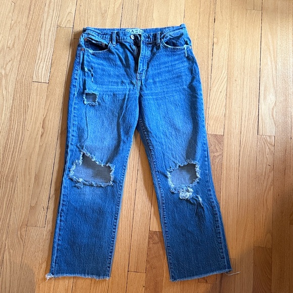 Daze Denim - Classic Blue Distressed Straight Leg Jeans